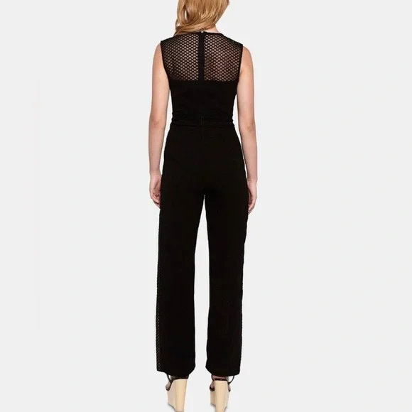 NWT Bardot Black Mesh and Crochet Detail Jumpsuit